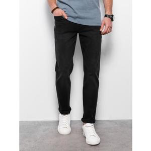 Pánské džínové kalhoty s žebrováním REGULAR FIT černé V2 OM-PADP-0102 obraz