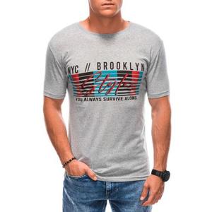 Pánské tričko s potiskem S1870 šedá/červená obraz