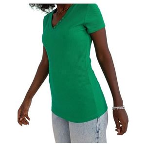 Zelené basic žebrované tričko obraz