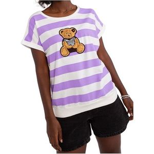 Bílo-fialové pruhované tričko s medvídkem obraz