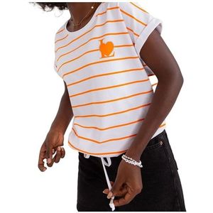Bílo-oranžové pruhované tričko s vázáním obraz