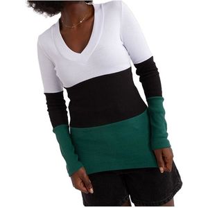 žebrované tričko - bílá/zelená/černá obraz