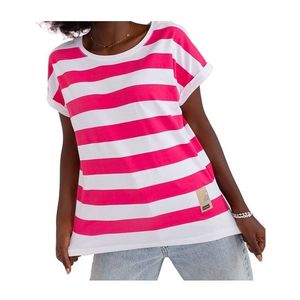 Tmavě růžovo-bílé pruhované tričko obraz