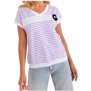 Bílo-světle fialové pruhované triko obraz