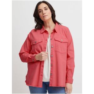 Růžová dámská džínová košilová bunda Fransa obraz