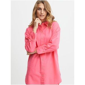 Růžová dámská košile s příměsí lnu Fransa obraz