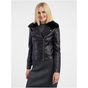 Černá dámská koženková bunda s umělým kožíškem ORSAY obraz