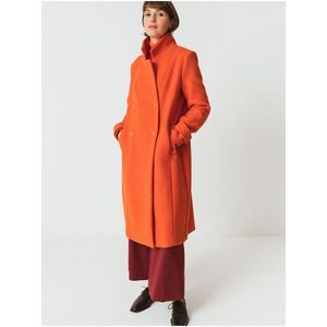 Oranžový dámský kabát s příměsí vlny SKFK Jone obraz
