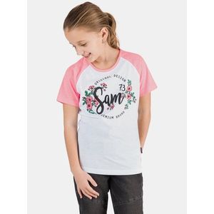Růžovo-bílé holčičí tričko s potiskem SAM 73 obraz