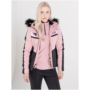 Černo-růžová dámská lyžařská bunda s kapucí a umělým kožíškem Dare 2B Dynamite obraz