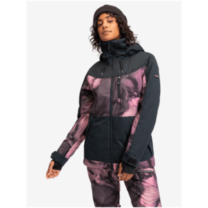Černo-růžová dámská lyžařská květovaná bunda Roxy Presence Parka obraz