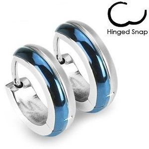 Kruhové ocelové náušnice - kombinace modré a stříbrné barvy obraz