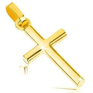 Přívěsek ze žlutého 9K zlata - malý latinský křížek, hladký lesklý povrch obraz