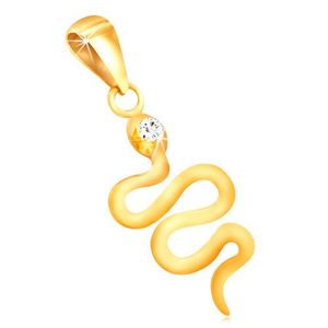 Přívěsek ze žlutého 9K zlata - zvlněný lesklý had se zirkonovou hlavičkou obraz