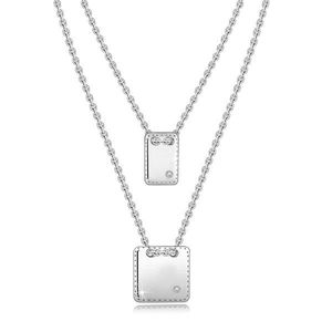 Stříbrný náhrdelník 925 - brilianty, plochý čtverec a obdélník obraz