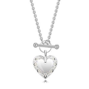 Stříbrný náhrdelník 925 - provlékací, tenký řetízek, srdce, strukturovaný okraj obraz