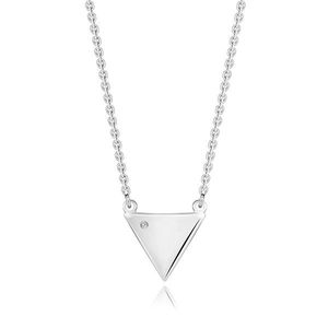 Platinový náhrdelník ze stříbra 925 - trojúhelník s čirým diamantem obraz