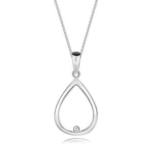 Stříbrný náhrdelník 925 - diamant, kontura slzy, nastavitelná délka obraz