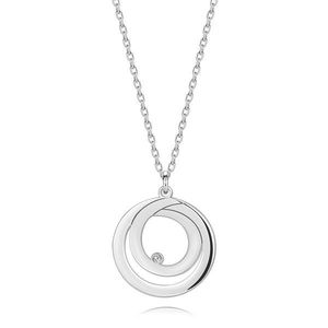 Stříbrný náhrdelník 925 - obrys kruhu se smyčkou uvnitř, čirý briliant obraz