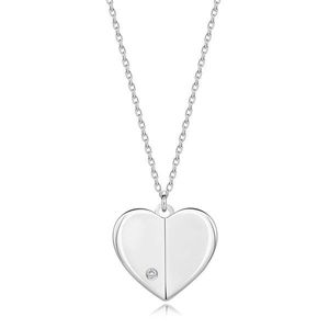 Diamantový náhrdelník ze stříbra 925 - srdce s vyvýšenými boky, kulatý briliantový brus obraz
