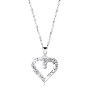 Stříbrný náhrdelník 925 - srdce s rameny zdobené kulatými zirkony obraz