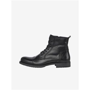 Černé pánské kožené zimní kotníkové boty Jack & Jones Russel obraz