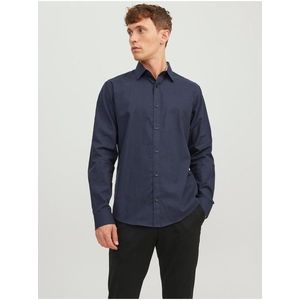 Tmavě modrá pánská košile Jack & Jones Label obraz