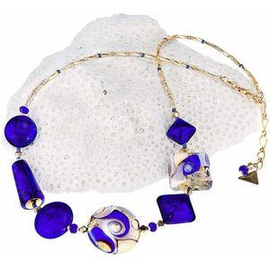 Lampglas Fascinující náhrdelník Gold Blue s 24karátovým zlatem a ryzím stříbrem v perlách Lampglas NRO5 obraz