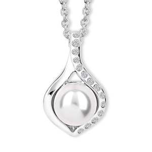 CRYSTalp Elegantní náhrdelník s perlou a krystaly Dahlia 30184.WHI.R obraz