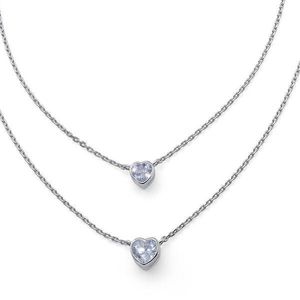 CRYSTalp Dvojitý stříbrný náhrdelník Srdce s krystaly 30527.S obraz