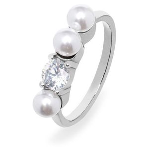 Troli Elegantní ocelový prsten se zirkonem a perlami VEDR0341S 50 mm obraz