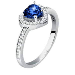 Morellato Třpytivý stříbrný prsten Srdce s modrým zirkonem Tesori SAVB150 58 mm obraz