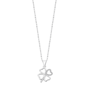 Lotus Silver Hravý stříbrný náhrdelník s čirými zirkony čtyřlístek LP3305-1/1 obraz