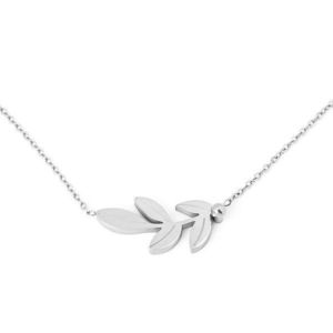 Vuch Elegantní ocelový náhrdelník Silver Big Leaf obraz
