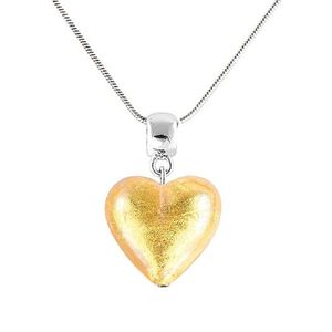 Lampglas Zářivý náhrdelník Golden Heart s 24karátovým zlatem v perle Lampglas NLH24 obraz