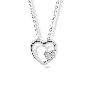 Modesi Něžný stříbrný náhrdelník se zirkony Dvě srdce M43085 obraz