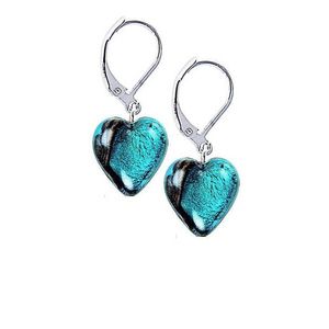 Lampglas Výjimečné náušnice Turquoise Heart s ryzím stříbrem v perlách Lampglas ELH5 obraz