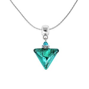 Lampglas Krásný náhrdelník Green Triangle s ryzím stříbrem v perle Lampglas NTA7 obraz