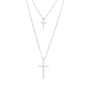 Troli Nadčasový dvojitý ocelový náhrdelník Křížek obraz
