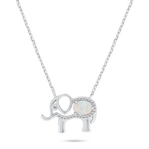 Brilio Silver Slušivý stříbrný náhrdelník s opálem Slon NCL133W obraz