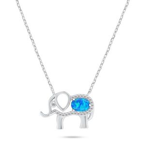 Brilio Silver Slušivý stříbrný náhrdelník s opálem Slon NCL133WB obraz