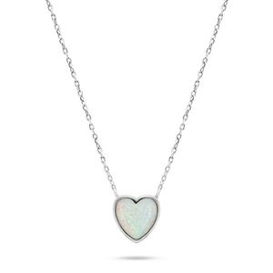 Brilio Silver Slušivý stříbrný náhrdelník Srdce s opálem NCL74W obraz