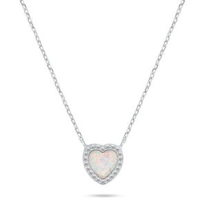 Brilio Silver Třpytivý stříbrný náhrdelník Srdce s opálem NCL134W obraz