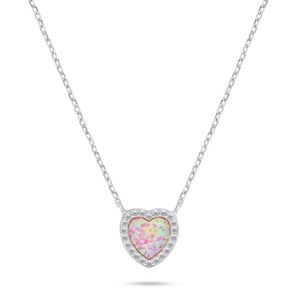 Brilio Silver Třpytivý stříbrný náhrdelník Srdce s opálem NCL134WP obraz