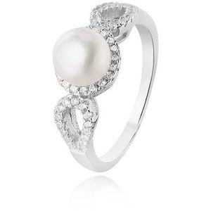 Beneto Stříbrný prsten s krystaly a pravou perlou AGG205 56 mm obraz
