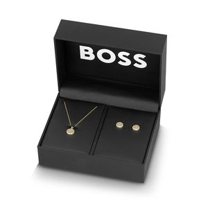 Hugo Boss Luxusní sada pozlacených šperků Medallion 1570149 (náhrdelník, náušnice) obraz