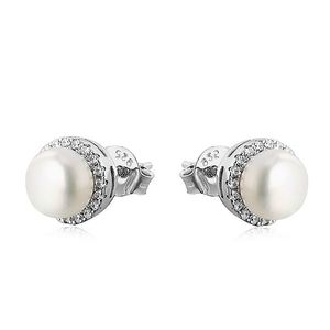 MOISS Elegantní stříbrné náušnice s perlami a zirkony EP000111 obraz