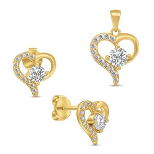 Brilio Silver Romantický pozlacený set šperků Srdíčka SET219Y (přívěsek, náušnice) obraz