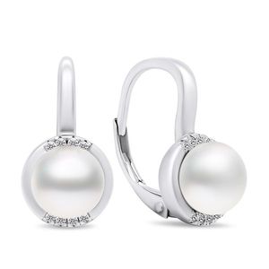 Brilio Silver Elegantní stříbrné náušnice s perlami a zirkony EA384W obraz
