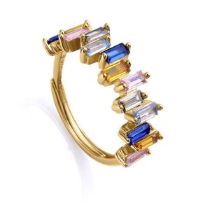 Viceroy Slušivý pozlacený prsten s barevnými zirkony 9101A01 obraz